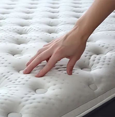 Immagine di una persona che preme su un materasso in memory foam