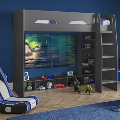 Product image of Happy Beds Galaxy Grey Wooden Gaming High Sleeper Frame.